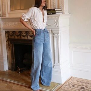 WEWOREWHAT Wide Leg Jeans Denim Blue 24